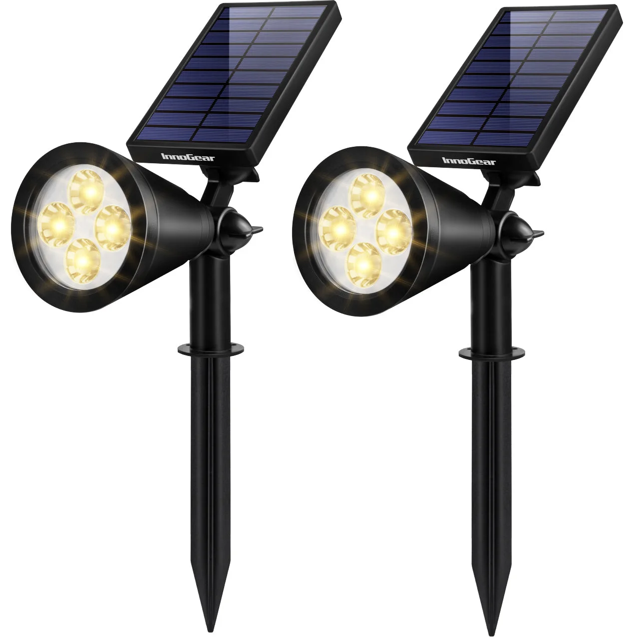 InnoGear MT-035W warm-white solar spotlights with separate adjustable panels